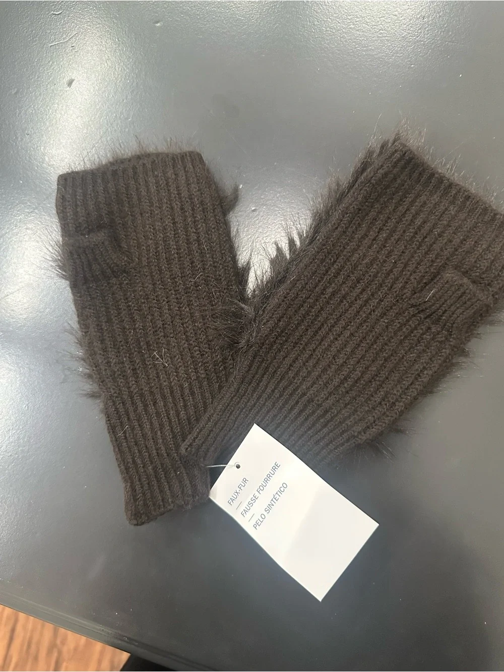 Old Navy Brown Faux Fur Mittens/Fingerless Gloves